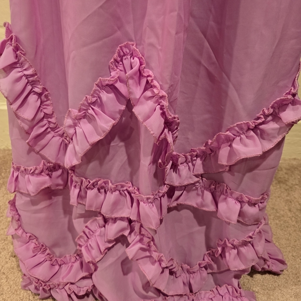 Bridal Shower Wedding Dress Aline V-neck Maxi Corset Ruffle Straps Size 8 Mauve - Picture 6 of 16